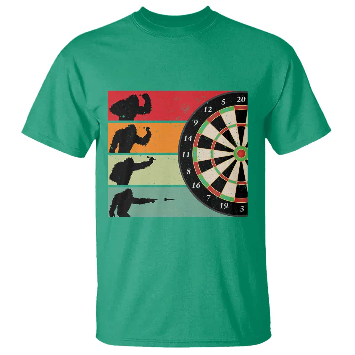 Funny Bigfoot Dart Player Crytid Sunset Retro Vintage T Shirt Dartist Gift - Wonder Print Shop