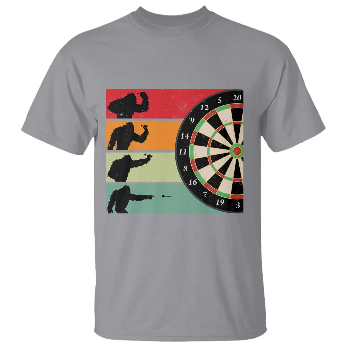Funny Bigfoot Dart Player Crytid Sunset Retro Vintage T Shirt Dartist Gift - Wonder Print Shop