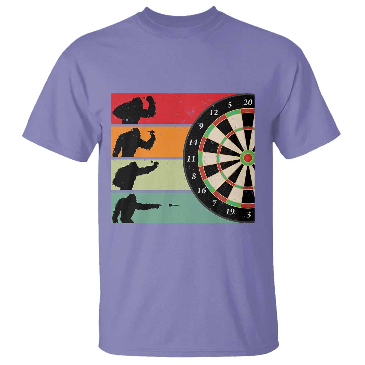 Funny Bigfoot Dart Player Crytid Sunset Retro Vintage T Shirt Dartist Gift - Wonder Print Shop