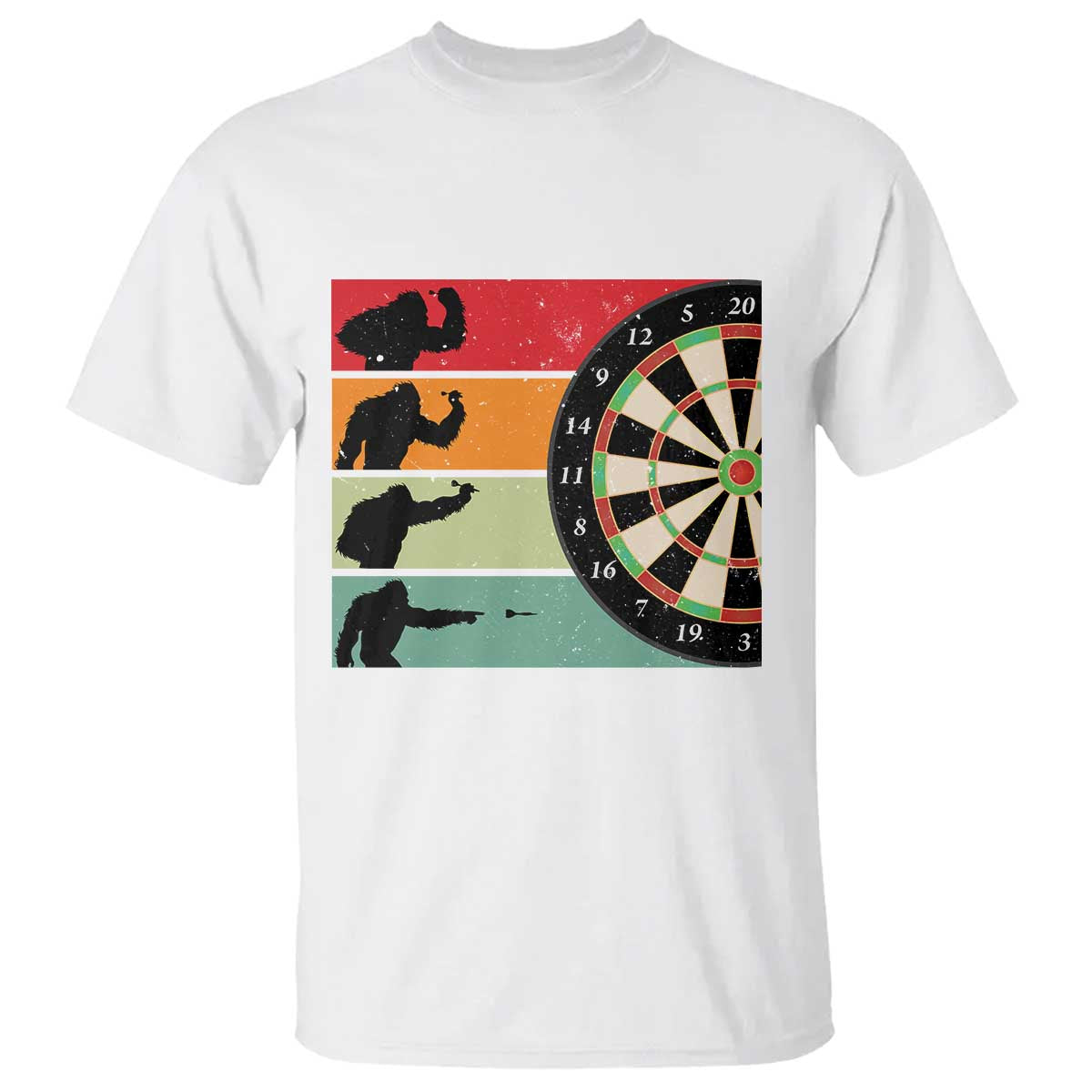Funny Bigfoot Dart Player Crytid Sunset Retro Vintage T Shirt Dartist Gift - Wonder Print Shop