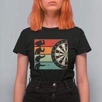 Funny Bigfoot Dart Player Crytid Sunset Retro Vintage T Shirt For Women Dartist Gift - Wonder Print Shop