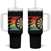 Funny Bigfoot Dart Player Crytid Sunset Retro Vintage Tumbler With Handle Dartist Gift - Wonder Print Shop