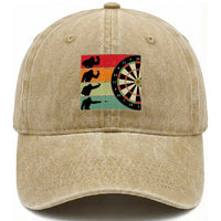 Funny Bigfoot Dart Player Crytid Sunset Retro Vintage Washed Cotton Baseball Cap Dartist Gift