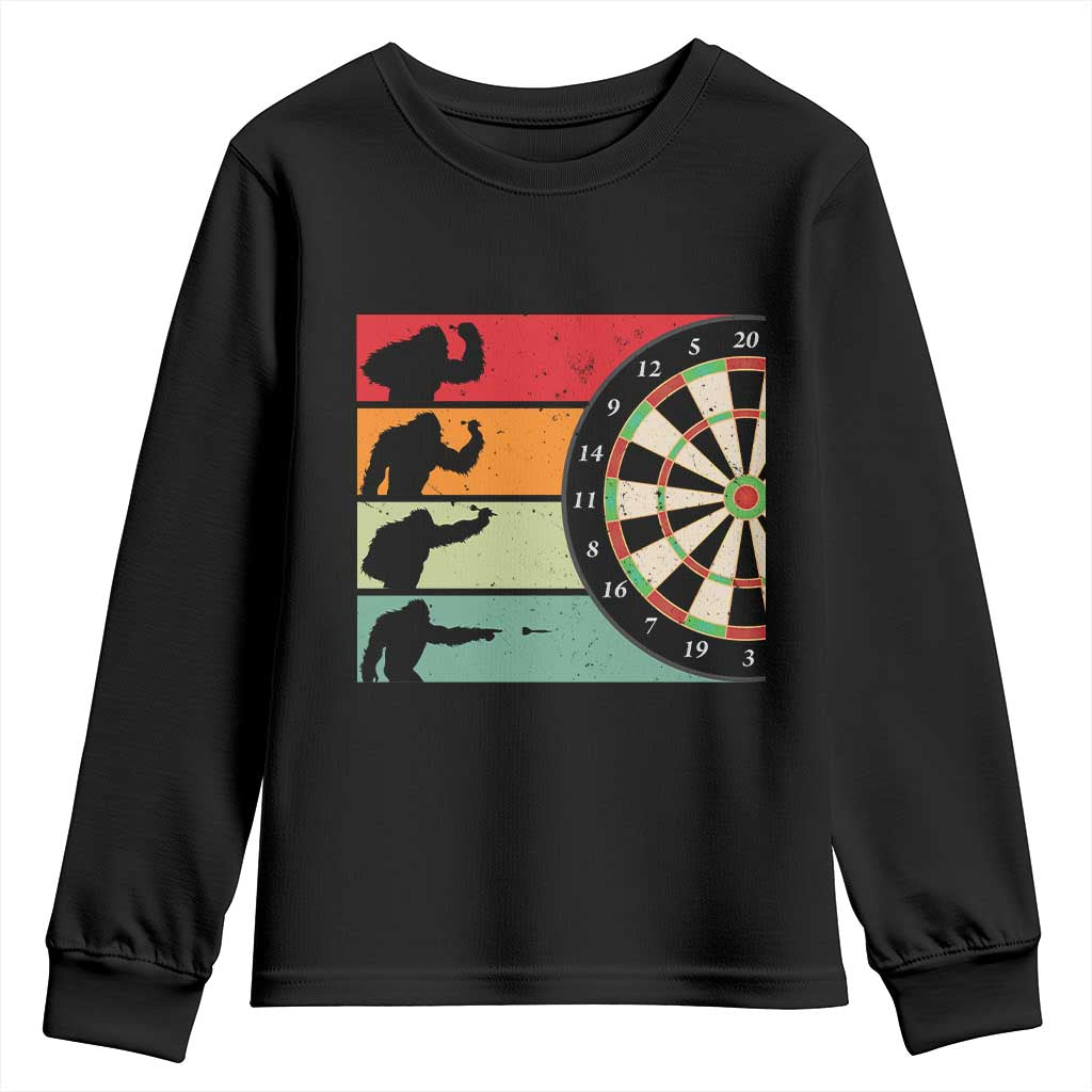 Funny Bigfoot Dart Player Crytid Sunset Retro Vintage Youth Sweatshirt Dartist Gift - Wonder Print Shop