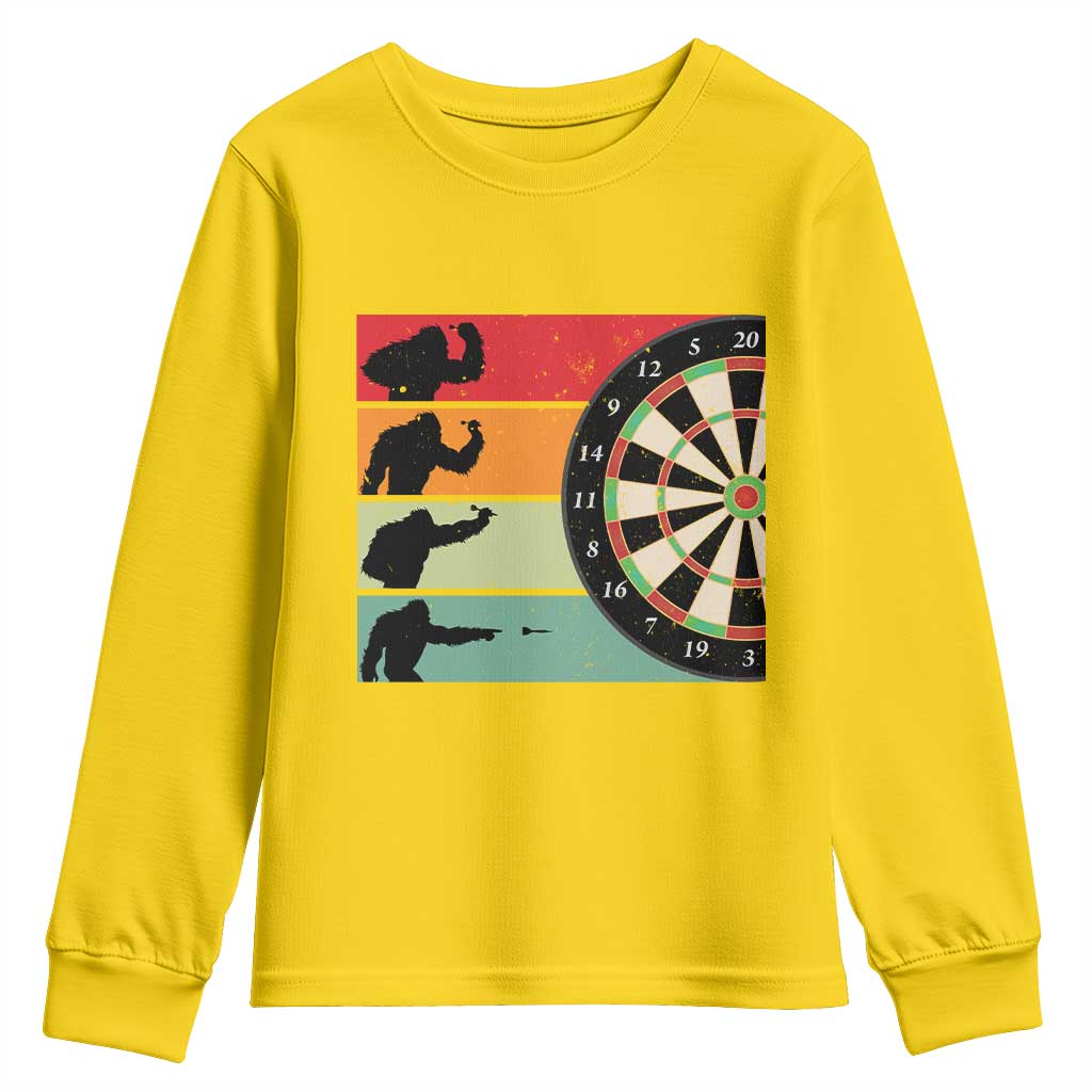 Funny Bigfoot Dart Player Crytid Sunset Retro Vintage Youth Sweatshirt Dartist Gift - Wonder Print Shop