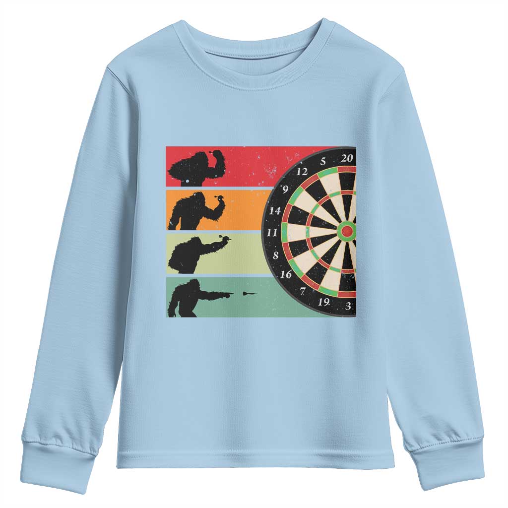 Funny Bigfoot Dart Player Crytid Sunset Retro Vintage Youth Sweatshirt Dartist Gift - Wonder Print Shop