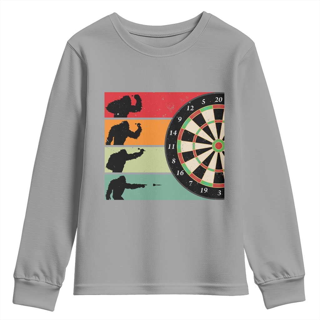 Funny Bigfoot Dart Player Crytid Sunset Retro Vintage Youth Sweatshirt Dartist Gift - Wonder Print Shop