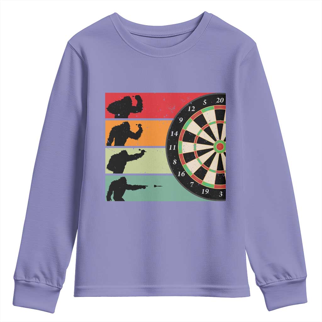 Funny Bigfoot Dart Player Crytid Sunset Retro Vintage Youth Sweatshirt Dartist Gift - Wonder Print Shop