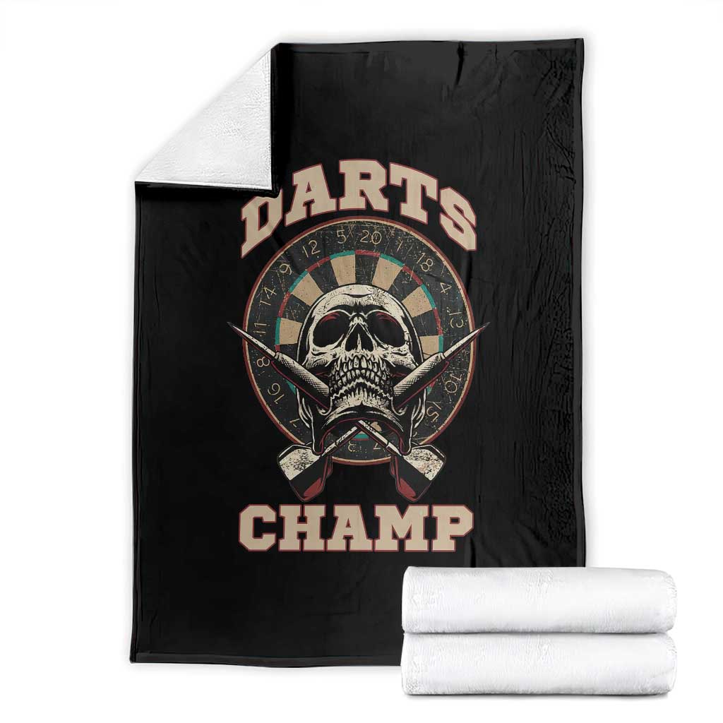 Darts Player Champion Throw Blanket Skull Dartboard Retro Style - Wonder Print Shop