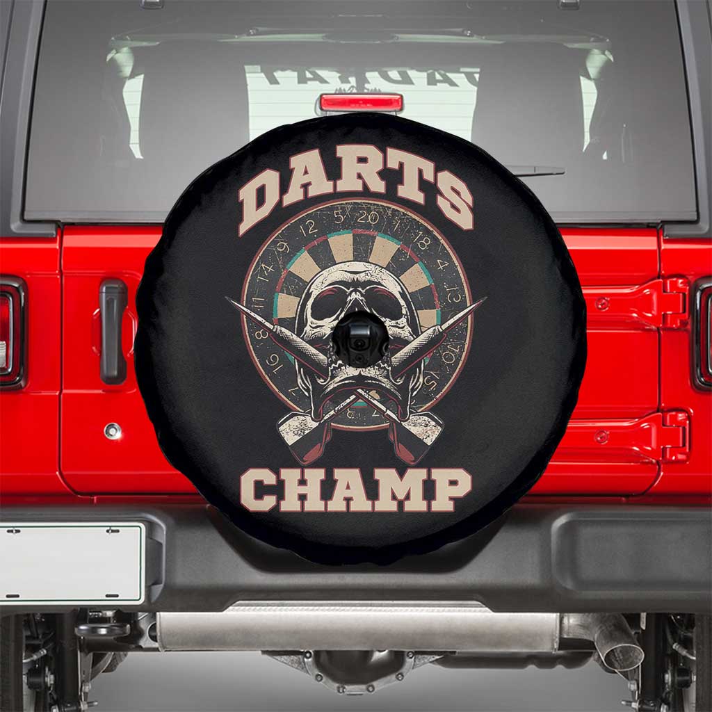Darts Player Champion Spare Tire Cover Skull Dartboard Retro Style - Wonder Print Shop
