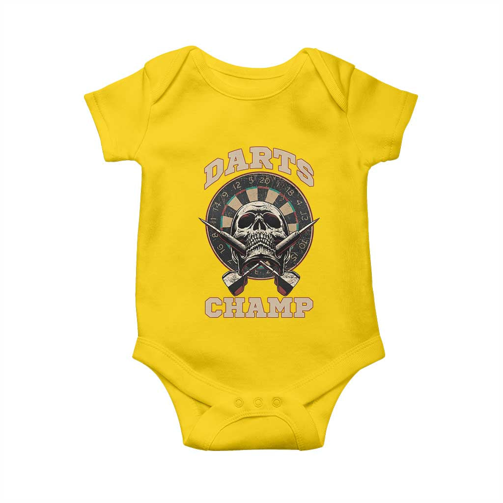 Darts Player Champion Baby Onesie Skull Dartboard Retro Style - Wonder Print Shop