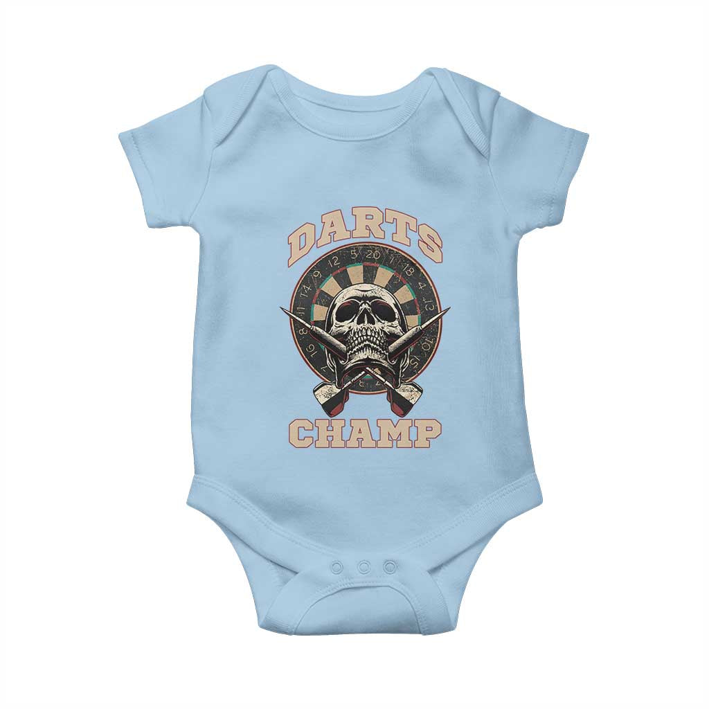 Darts Player Champion Baby Onesie Skull Dartboard Retro Style - Wonder Print Shop