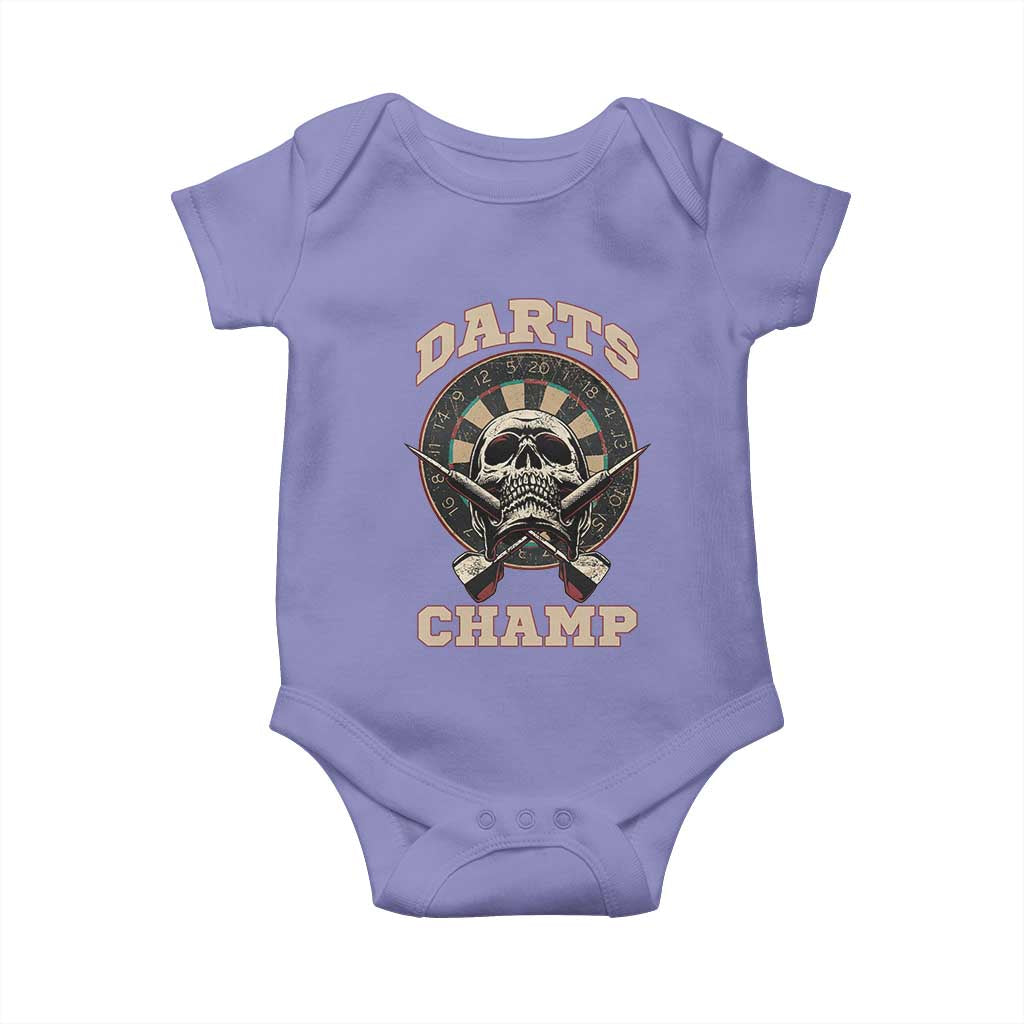Darts Player Champion Baby Onesie Skull Dartboard Retro Style - Wonder Print Shop