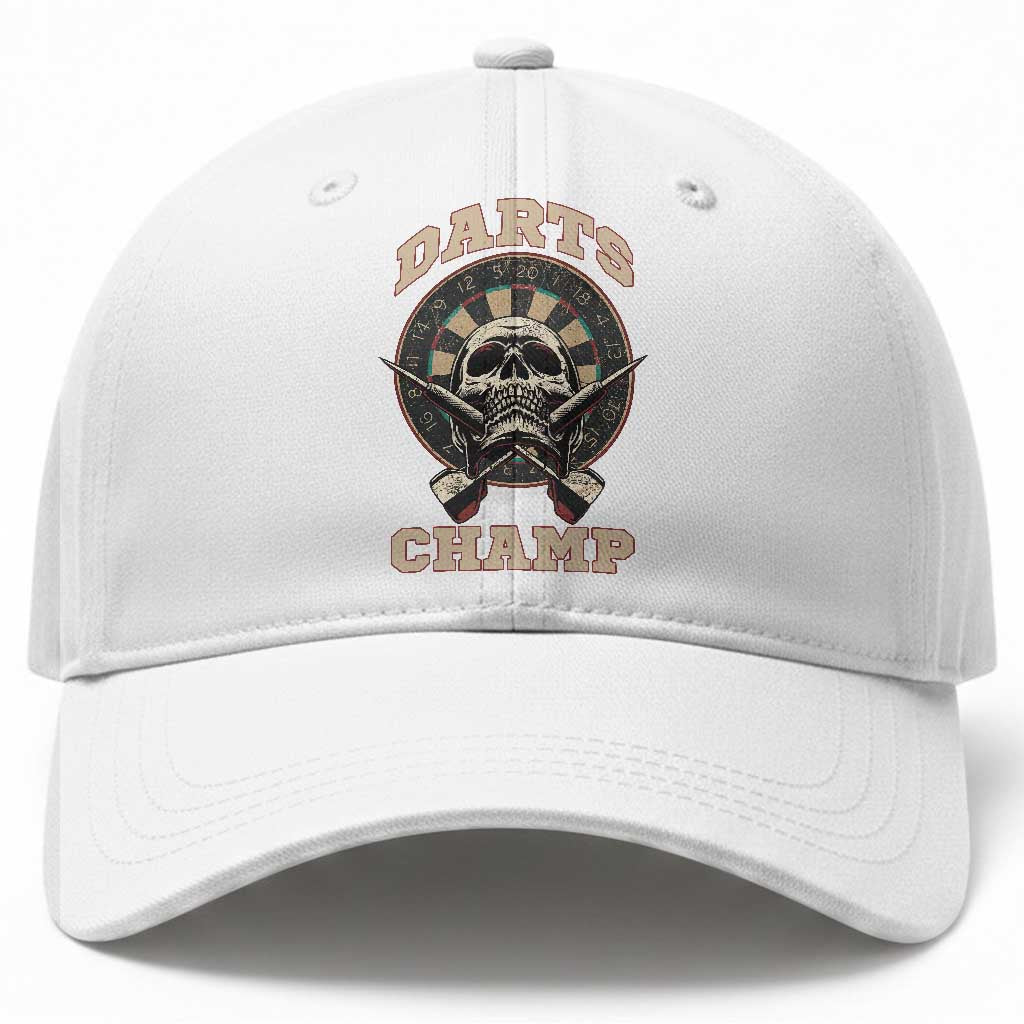 Darts Player Champion Baseball Cap Skull Dartboard Retro Style