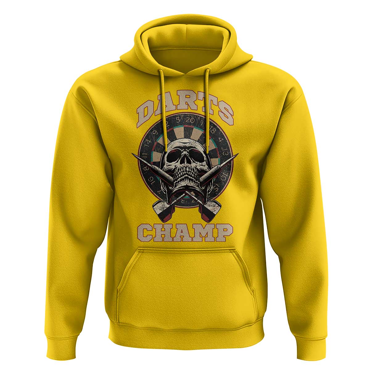 Darts Player Champion Hoodie Skull Dartboard Retro Style - Wonder Print Shop