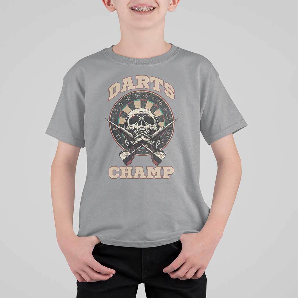 Darts Player Champion T Shirt For Kid Skull Dartboard Retro Style - Wonder Print Shop