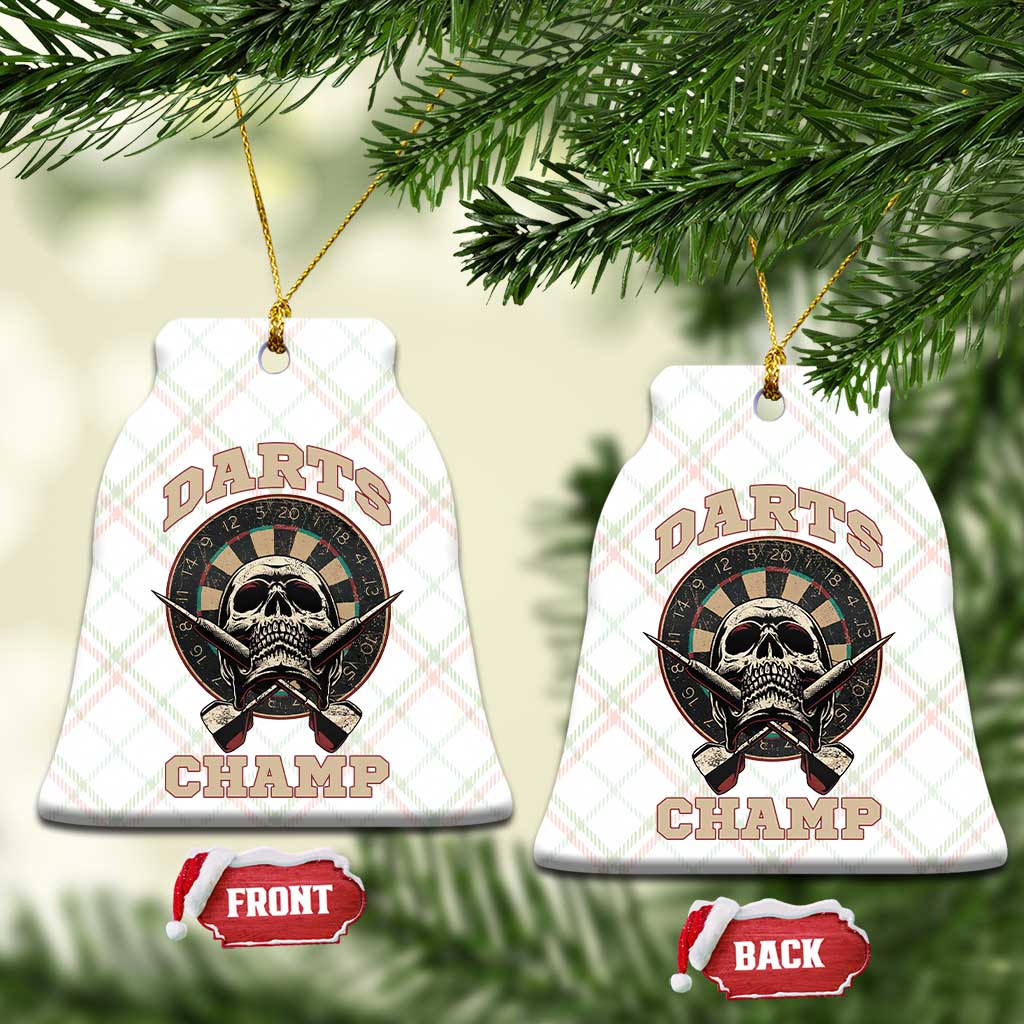 Darts Player Champion Ceramic Ornament Skull Dartboard Retro Style - Wonder Print Shop