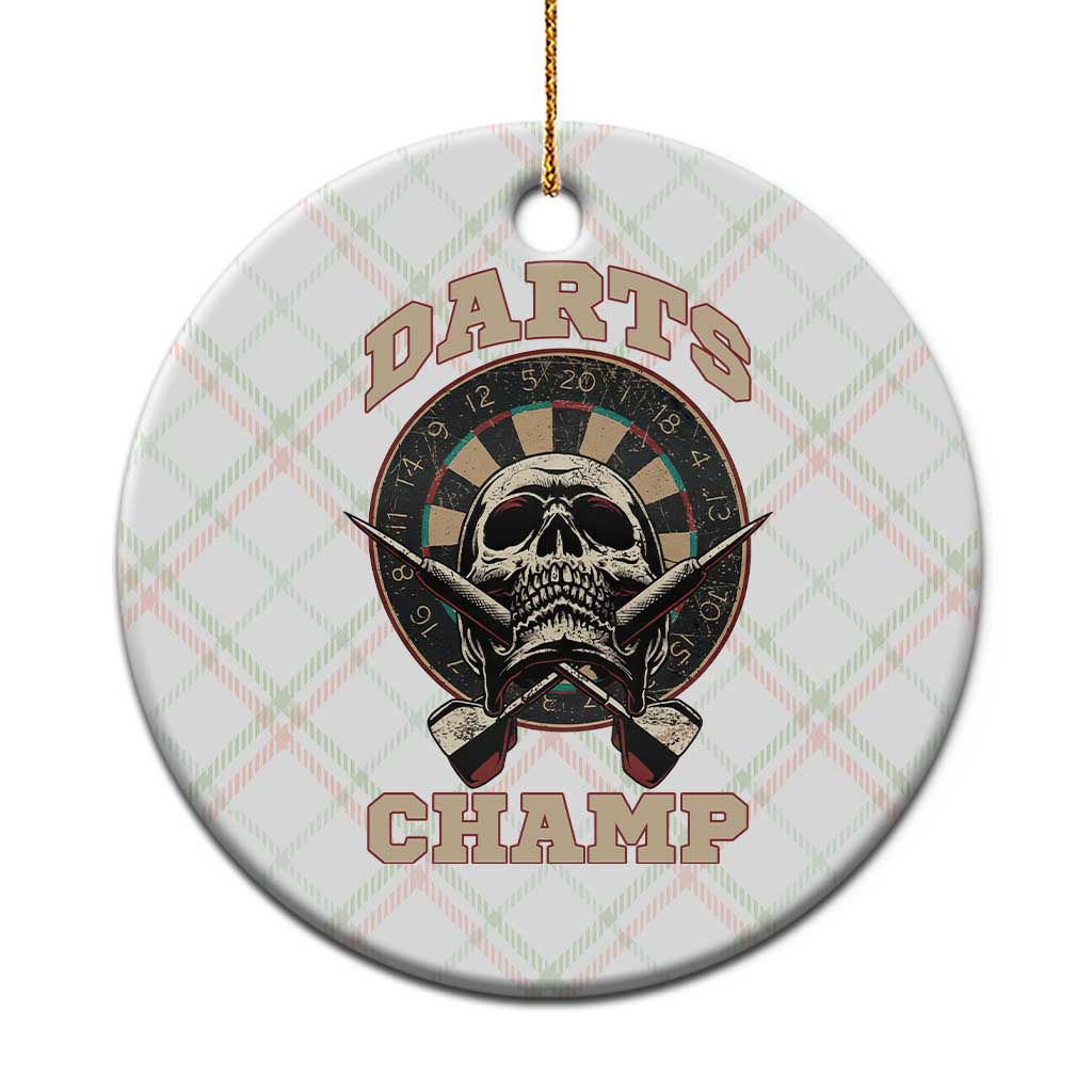 Darts Player Champion Ceramic Ornament Skull Dartboard Retro Style - Wonder Print Shop