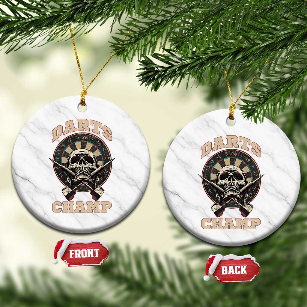 Darts Player Champion Ceramic Ornament Skull Dartboard Retro Style - Wonder Print Shop