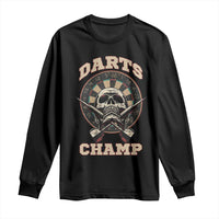 Darts Player Champion Long Sleeve Shirt Skull Dartboard Retro Style - Wonder Print Shop