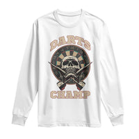 Darts Player Champion Long Sleeve Shirt Skull Dartboard Retro Style - Wonder Print Shop