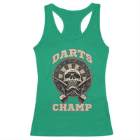 Darts Player Champion Racerback Tank Top Skull Dartboard Retro Style - Wonder Print Shop