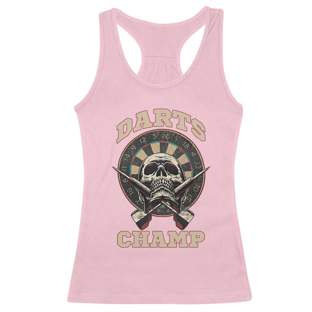 Darts Player Champion Racerback Tank Top Skull Dartboard Retro Style - Wonder Print Shop