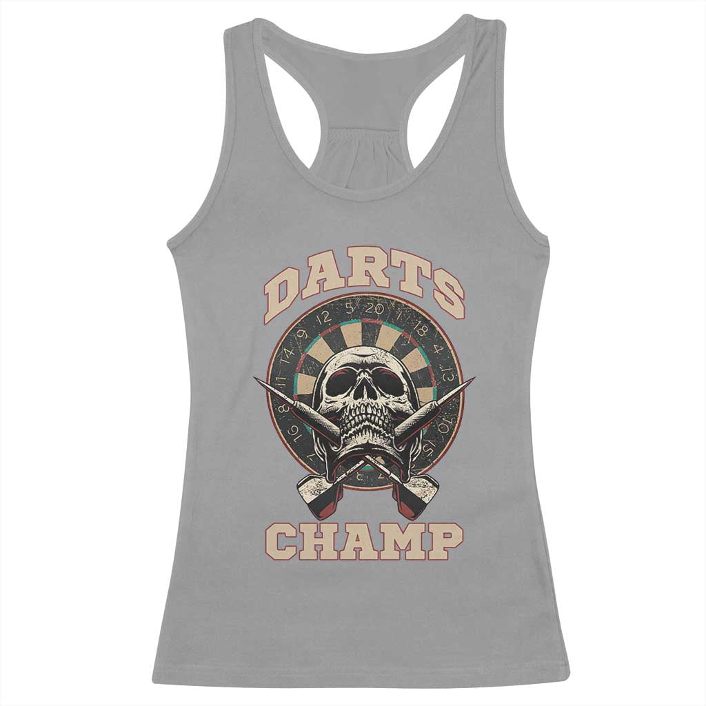 Darts Player Champion Racerback Tank Top Skull Dartboard Retro Style - Wonder Print Shop