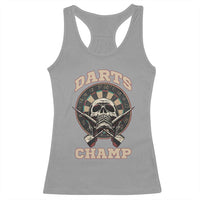 Darts Player Champion Racerback Tank Top Skull Dartboard Retro Style - Wonder Print Shop