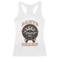 Darts Player Champion Racerback Tank Top Skull Dartboard Retro Style - Wonder Print Shop