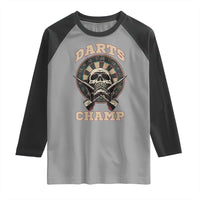Darts Player Champion Raglan Shirt Skull Dartboard Retro Style - Wonder Print Shop