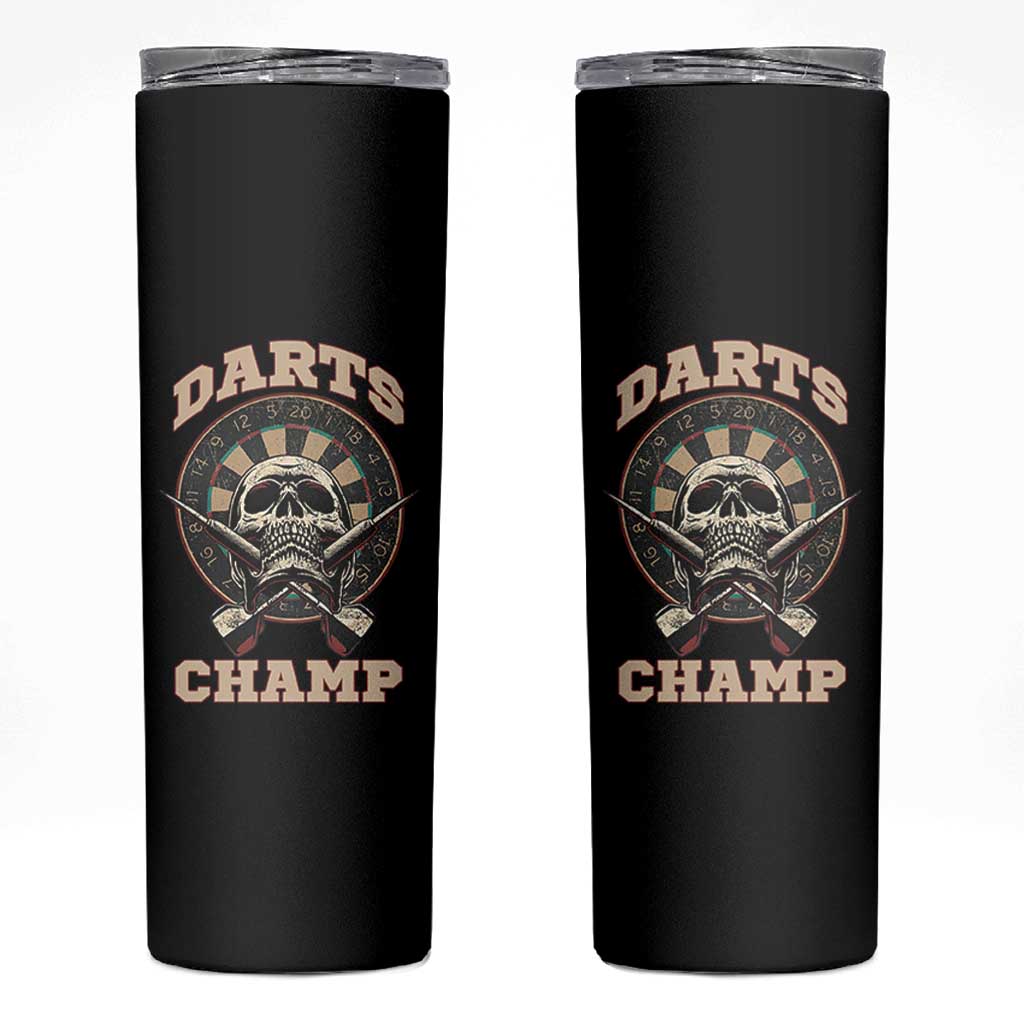 Darts Player Champion Skinny Tumbler Skull Dartboard Retro Style - Wonder Print Shop