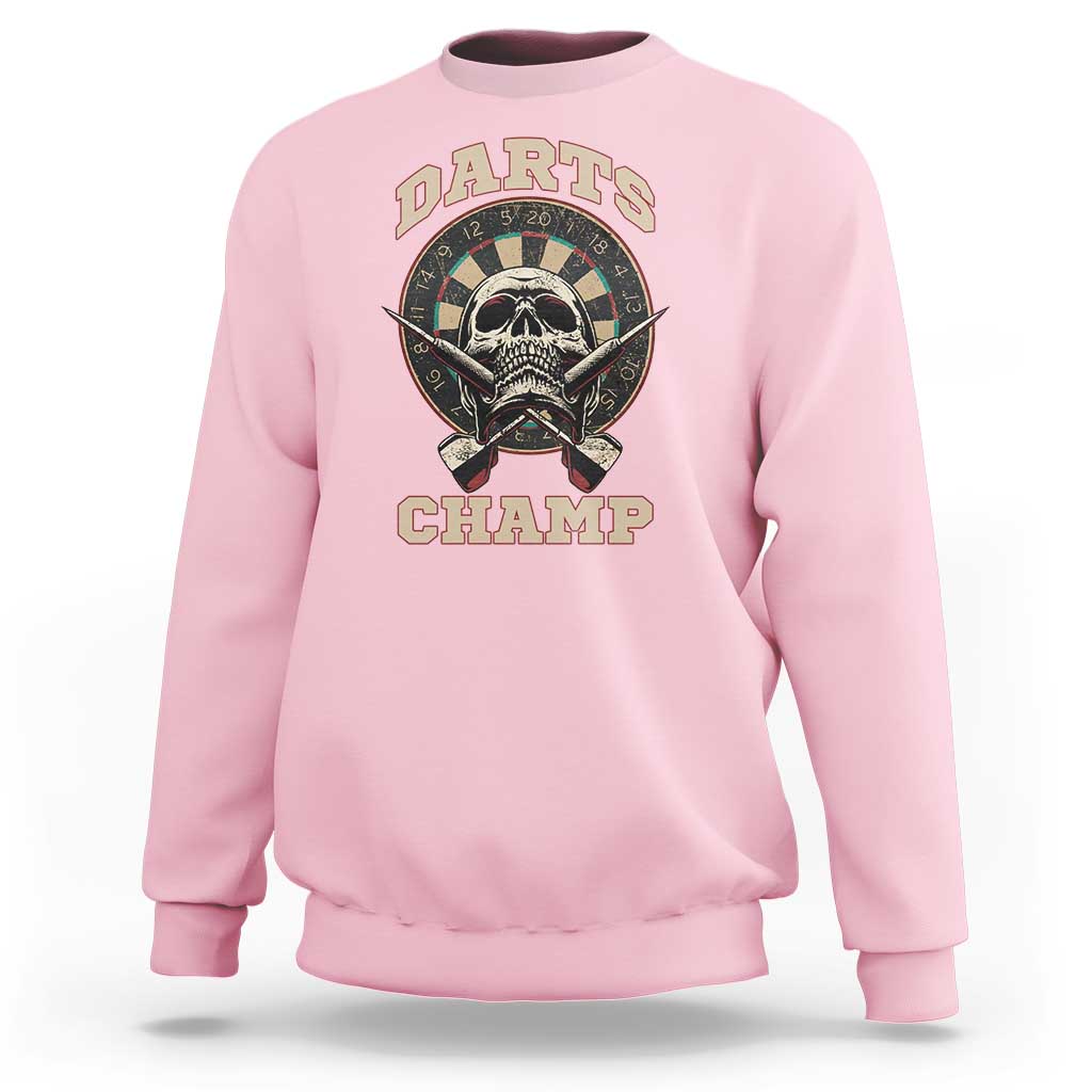 Darts Player Champion Sweatshirt Skull Dartboard Retro Style - Wonder Print Shop