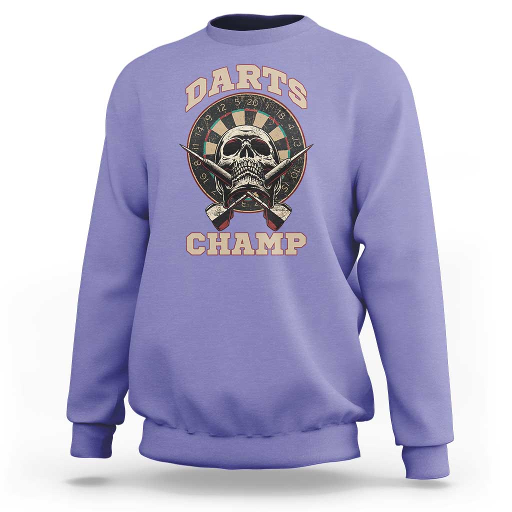 Darts Player Champion Sweatshirt Skull Dartboard Retro Style - Wonder Print Shop