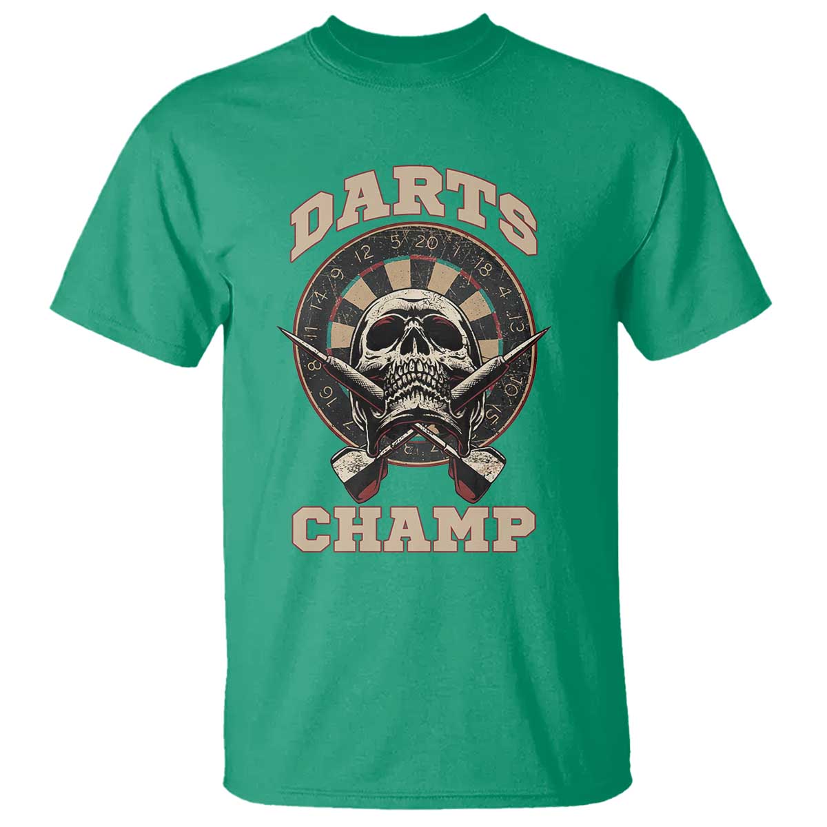 Darts Player Champion T Shirt Skull Dartboard Retro Style - Wonder Print Shop