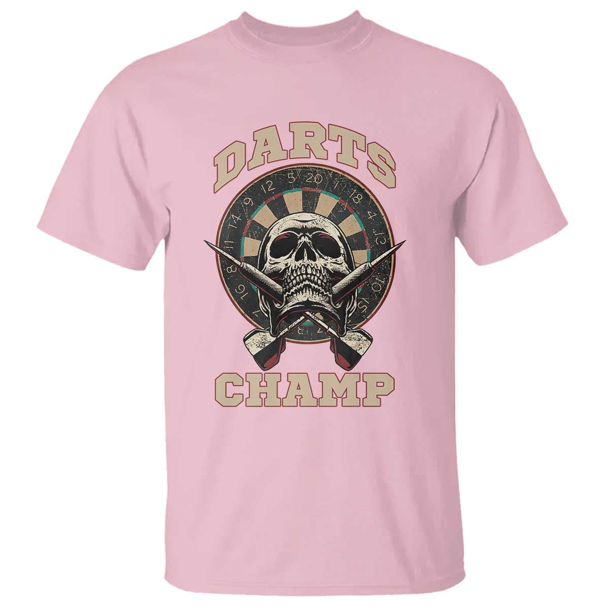 Darts Player Champion T Shirt Skull Dartboard Retro Style - Wonder Print Shop