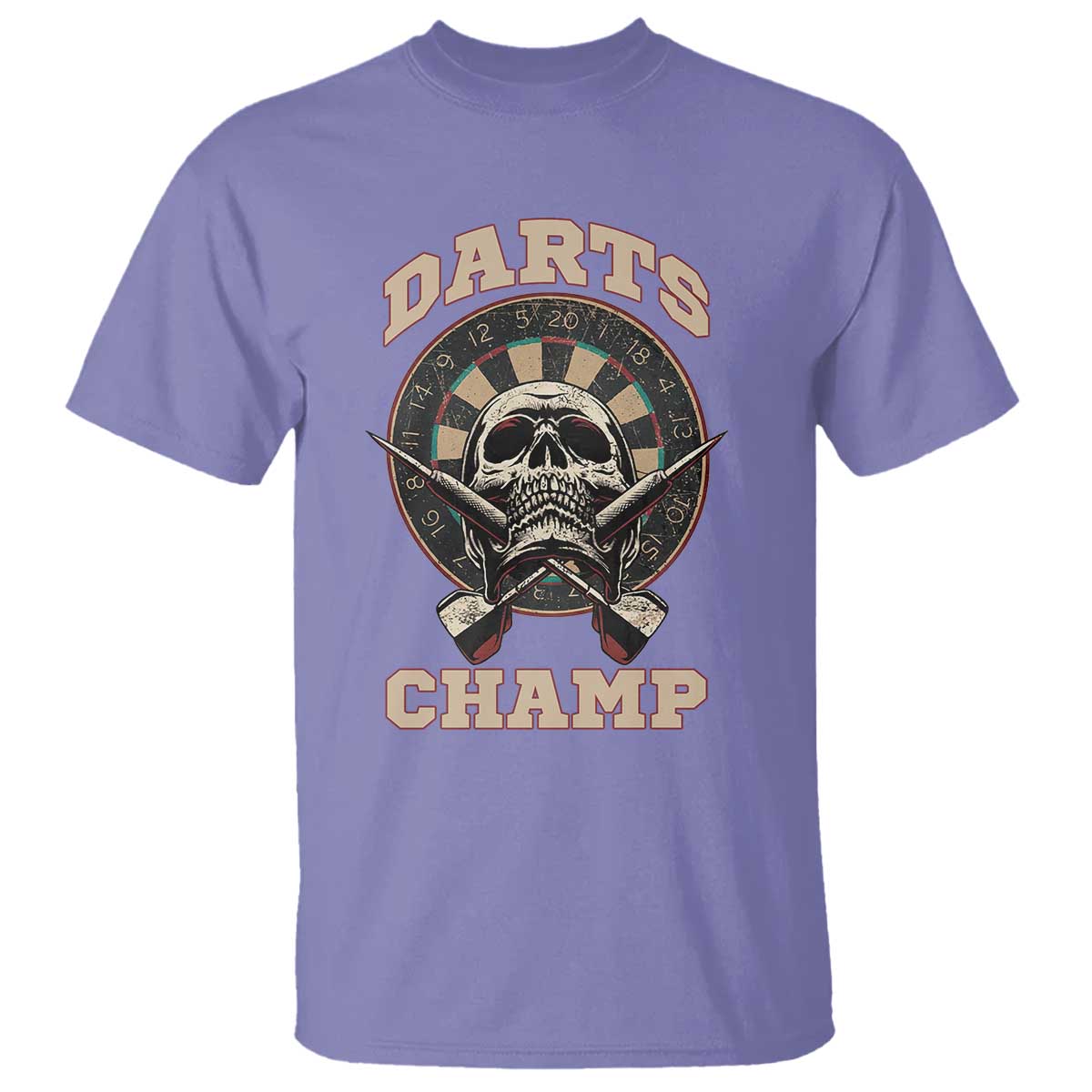Darts Player Champion T Shirt Skull Dartboard Retro Style - Wonder Print Shop