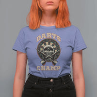 Darts Player Champion T Shirt For Women Skull Dartboard Retro Style - Wonder Print Shop