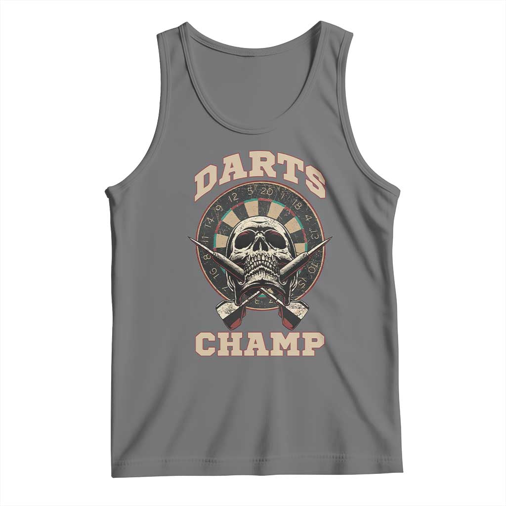 Darts Player Champion Tank Top Skull Dartboard Retro Style - Wonder Print Shop