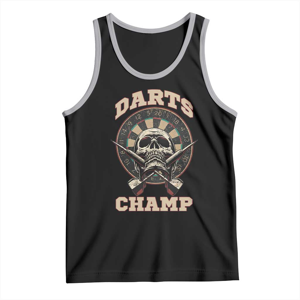 Darts Player Champion Tank Top Skull Dartboard Retro Style - Wonder Print Shop