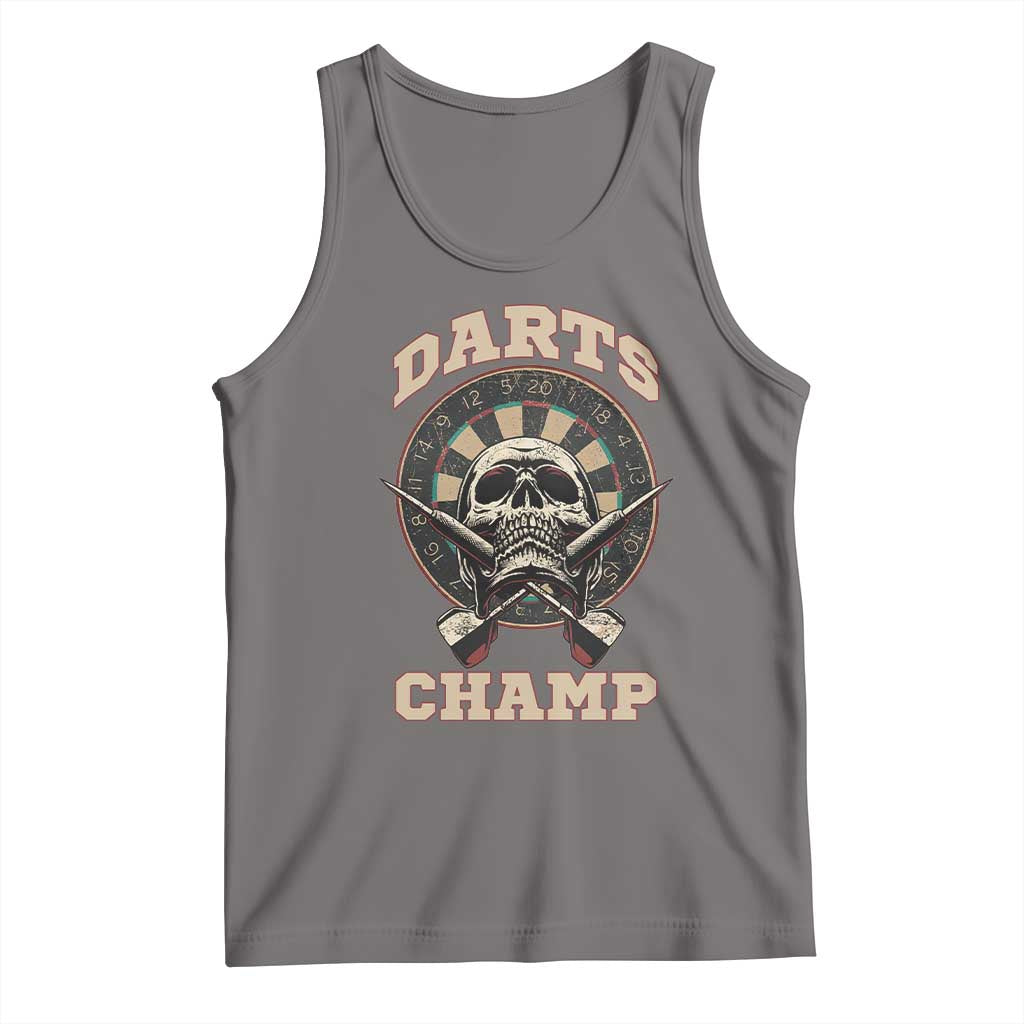 Darts Player Champion Tank Top Skull Dartboard Retro Style - Wonder Print Shop