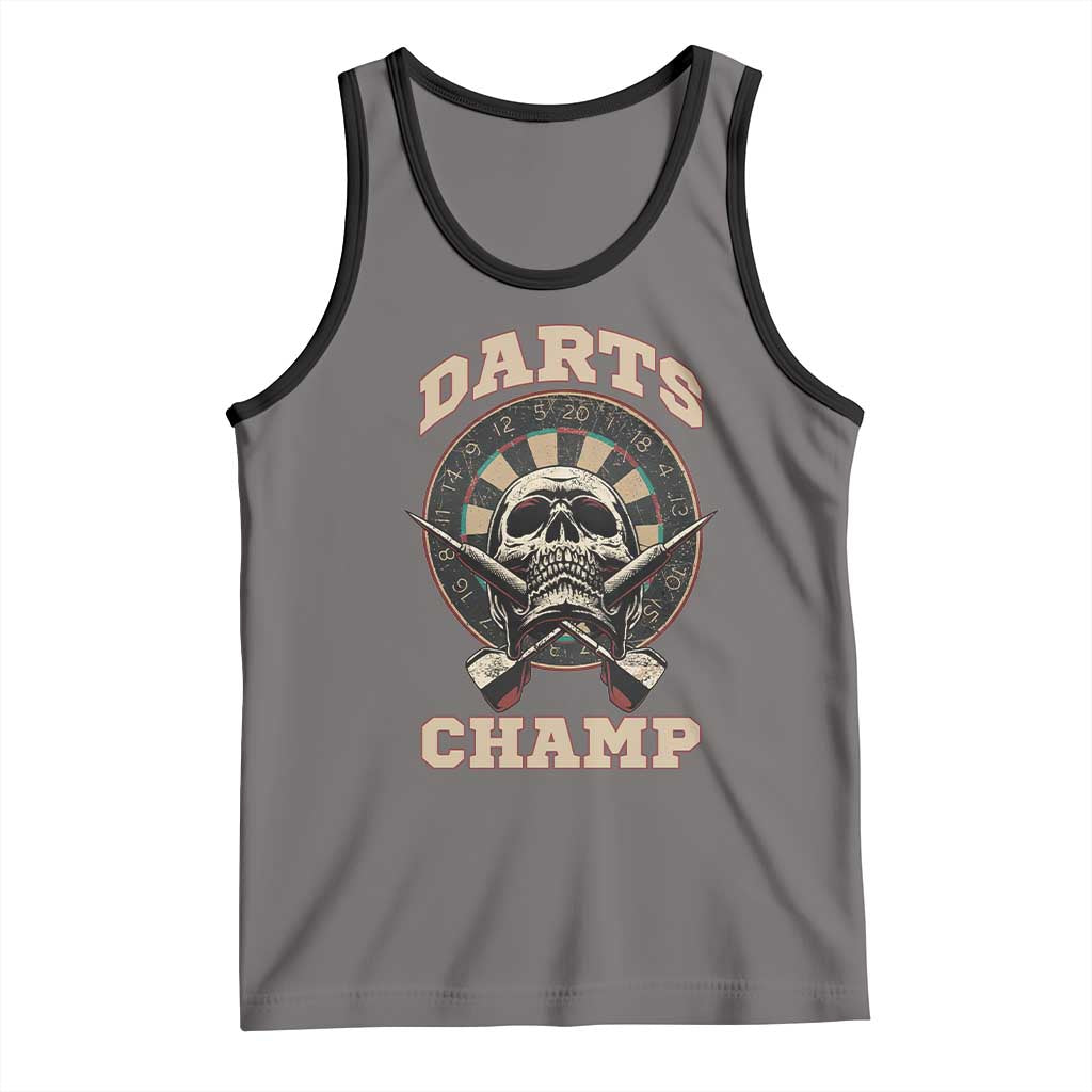 Darts Player Champion Tank Top Skull Dartboard Retro Style - Wonder Print Shop