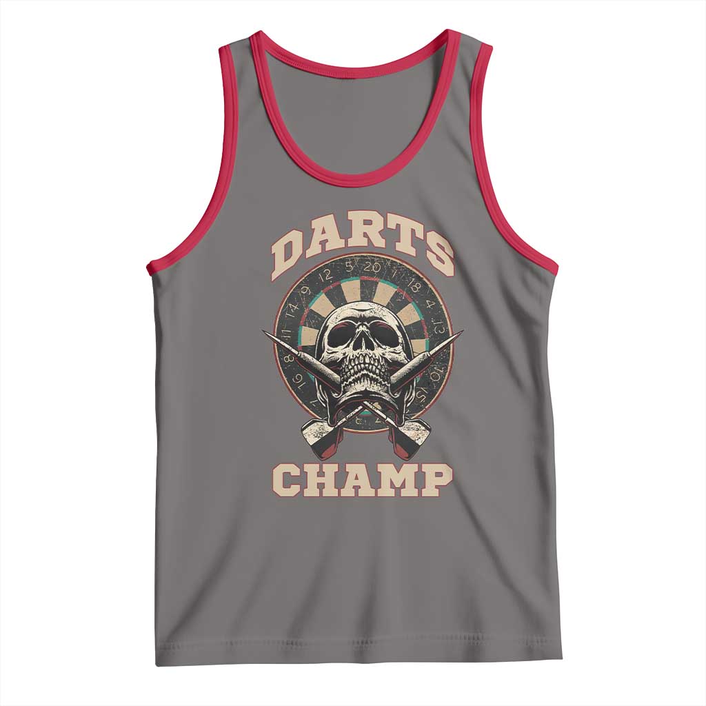 Darts Player Champion Tank Top Skull Dartboard Retro Style - Wonder Print Shop