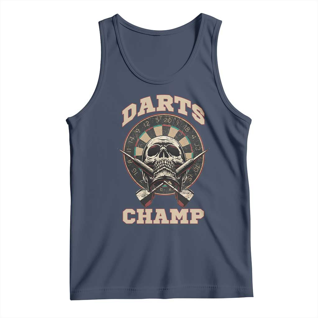 Darts Player Champion Tank Top Skull Dartboard Retro Style - Wonder Print Shop