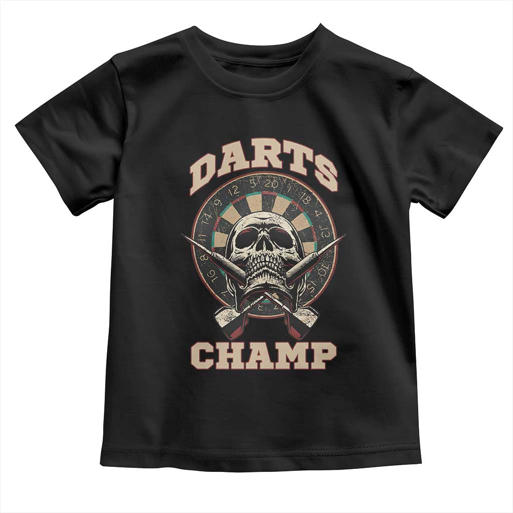 Darts Player Champion Toddler T Shirt Skull Dartboard Retro Style - Wonder Print Shop