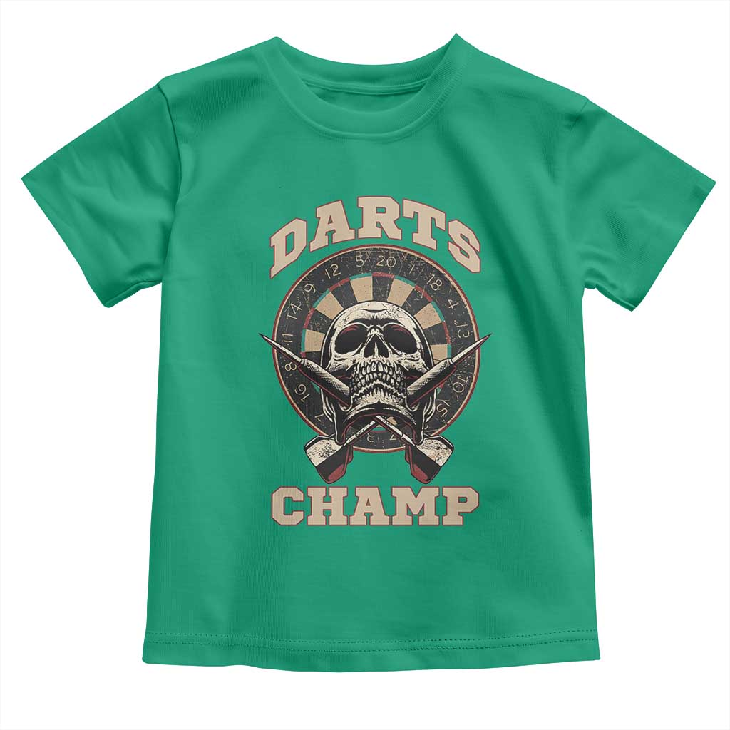 Darts Player Champion Toddler T Shirt Skull Dartboard Retro Style - Wonder Print Shop