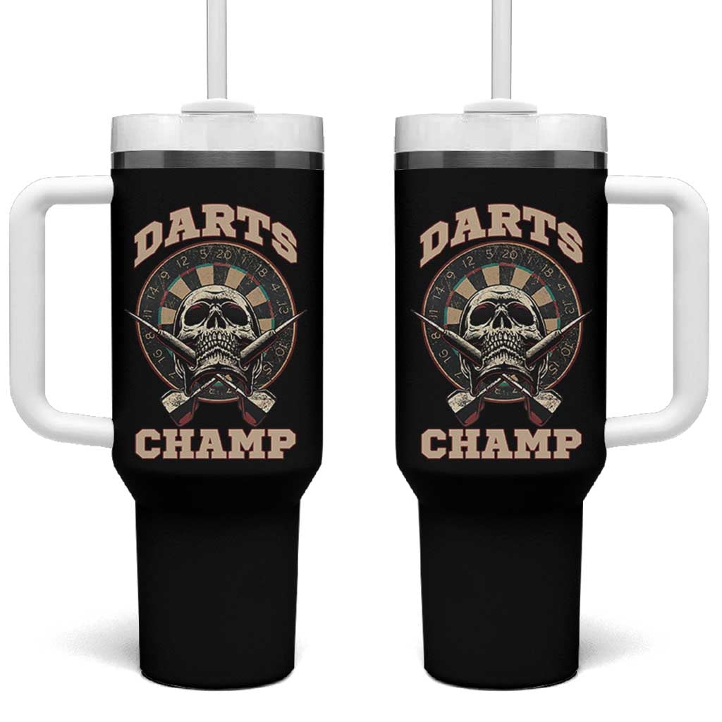 Darts Player Champion Tumbler With Handle Skull Dartboard Retro Style - Wonder Print Shop
