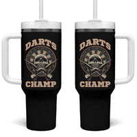 Darts Player Champion Tumbler With Handle Skull Dartboard Retro Style - Wonder Print Shop