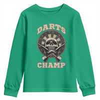Darts Player Champion Youth Sweatshirt Skull Dartboard Retro Style - Wonder Print Shop