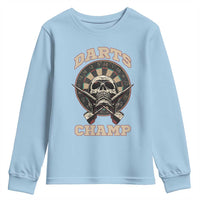 Darts Player Champion Youth Sweatshirt Skull Dartboard Retro Style - Wonder Print Shop